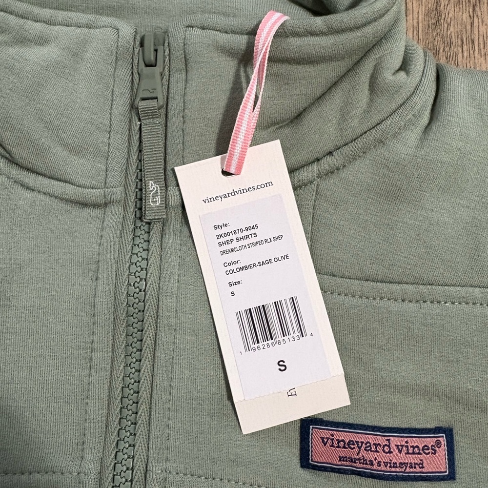 Vineyard Vines Sage Olive Quarter-Zip | shep shirt | size S - Picture 2 of 5
